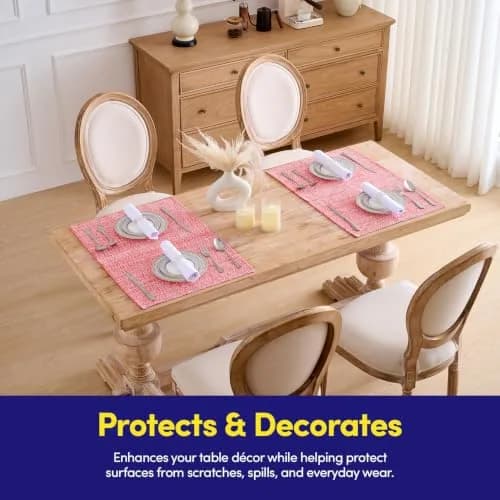 Sweet Home Collection 100% Cotton Placemats for Dining Room | Elegant Two-Tone Woven Fabric, 13" x 19" (Set of 4, Pink) thumbnail 6