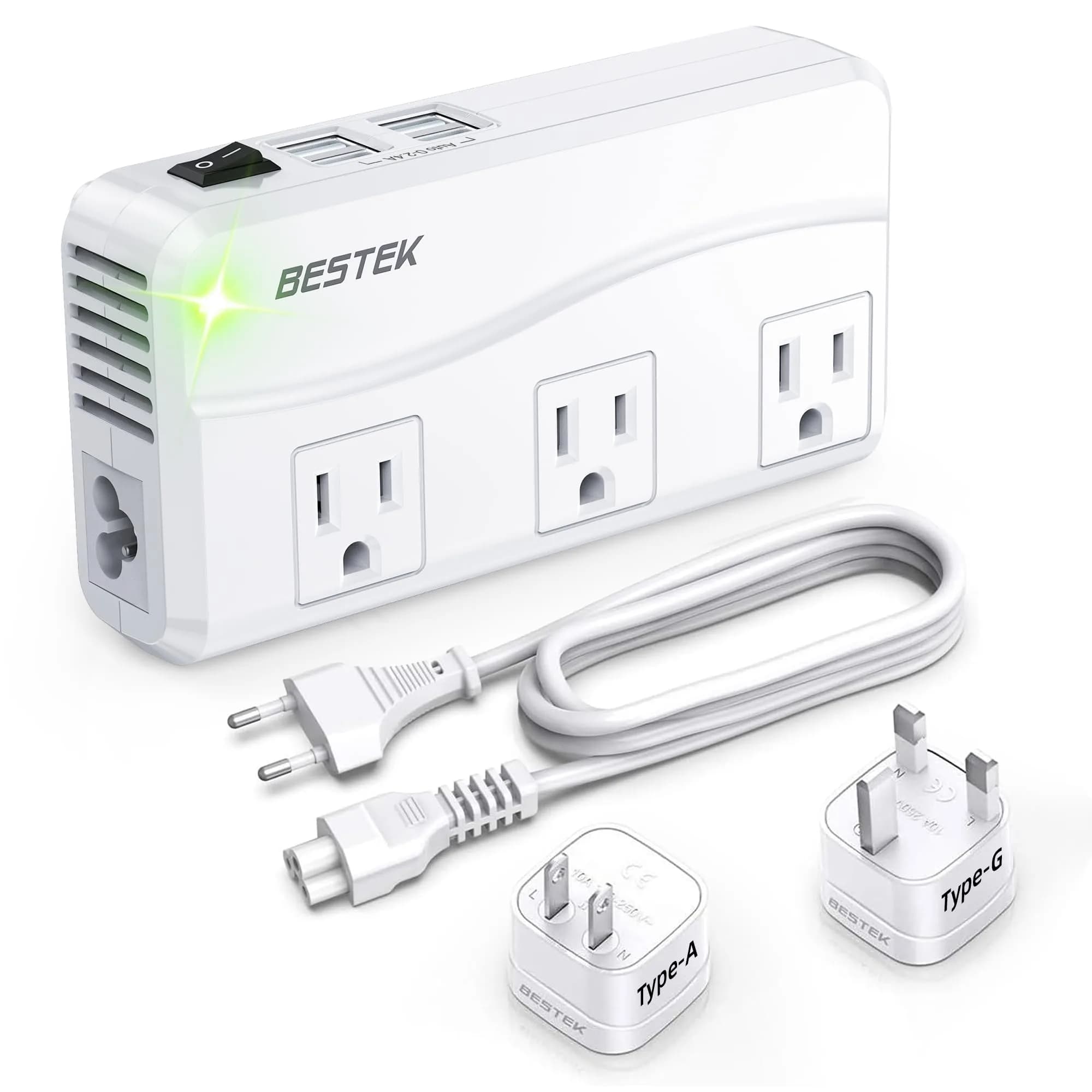 BESTEK Universal Travel Adapter 220V to 110V Converter | 7-in-1 Power Adapter for Worldwide Use