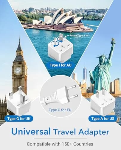BESTEK Universal Travel Adapter 220V to 110V Converter | 7-in-1 Power Adapter for Worldwide Use thumbnail 3