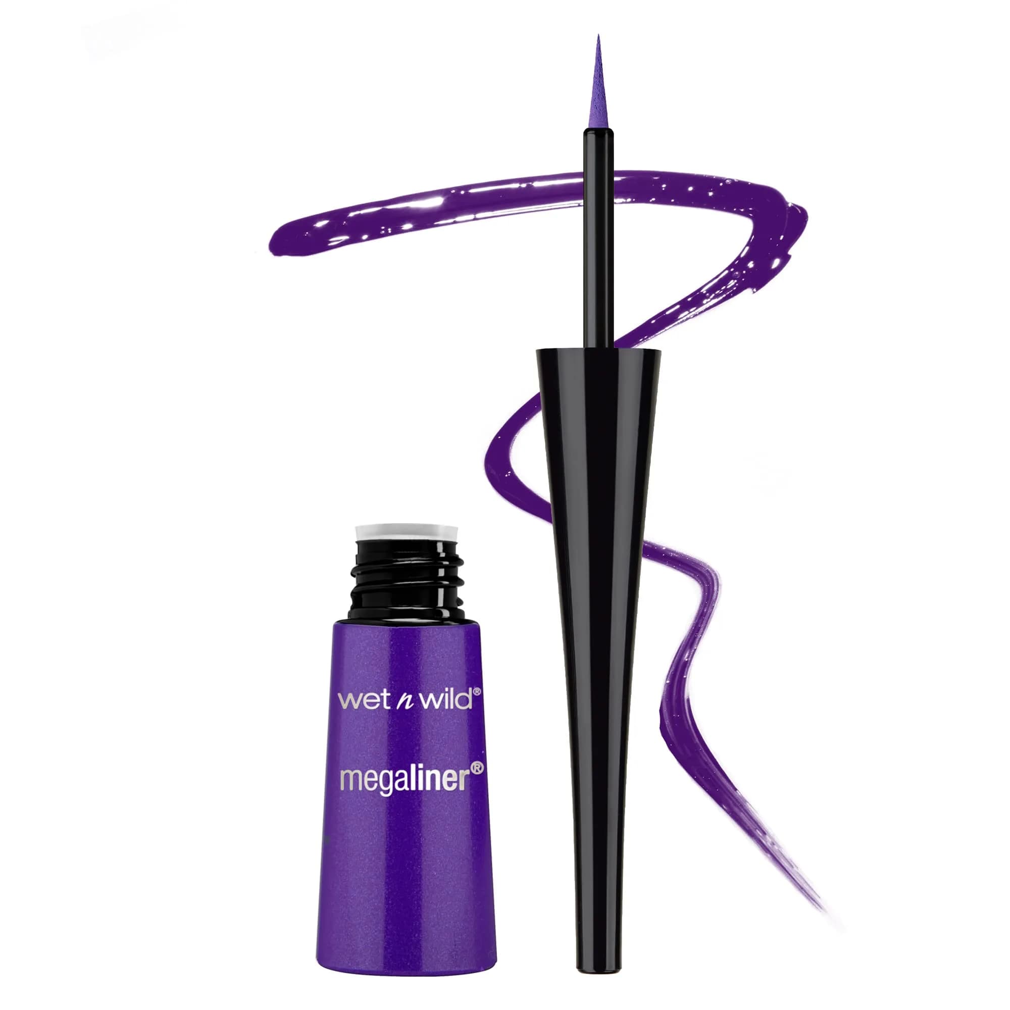 wet n wild MegaLiner Liquid Eyeliner Dark Brown | High-Def Pigment & Fluid Formula — Electric Purple