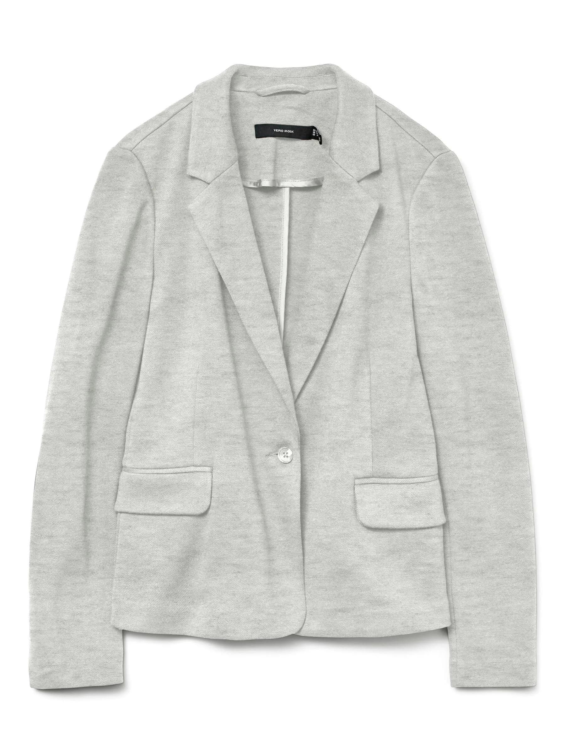 VERO MODA Julia Blazer EU 34 | Grey, Classic Fit, Long Sleeve, Button Closure