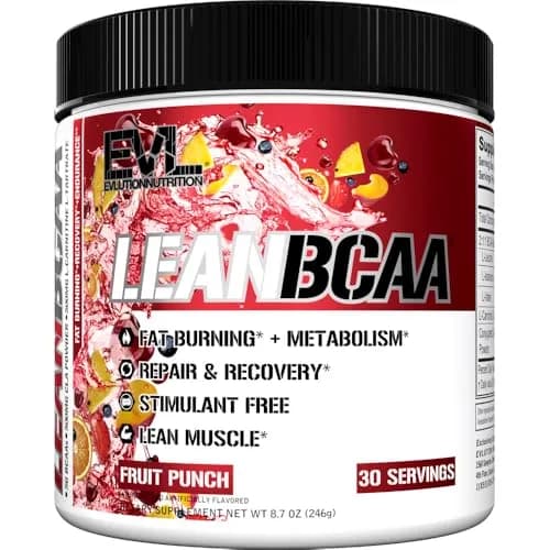Evlution Lean BCAA Powder with CLA & Carnitine - Fruit Punch 267g (9.4 oz) | Supports Muscle Recovery & Fat Metabolism thumbnail 1