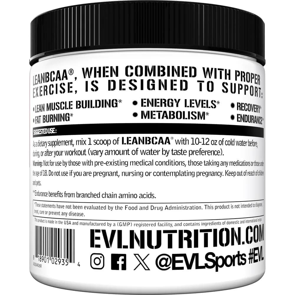 Evlution Lean BCAA Powder with CLA & Carnitine - Fruit Punch 267g (9.4 oz) | Supports Muscle Recovery & Fat Metabolism - view 3