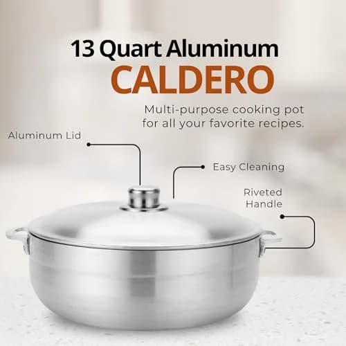 Alpine Cuisine 13-Quart Aluminum Caldero Pot | Heavy-Duty Dutch Oven for Large Family Meals, Stews & Rice thumbnail 3