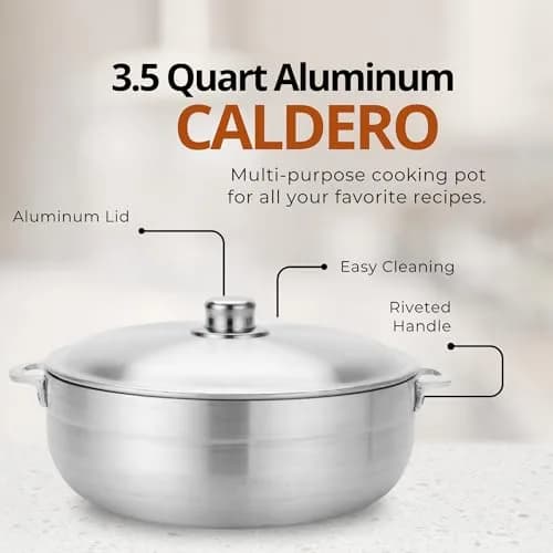 Alpine Cuisine 3.5-Quart Nonstick Aluminum Caldero Pot with Lid | Easy Clean & Durable Cookware thumbnail 5
