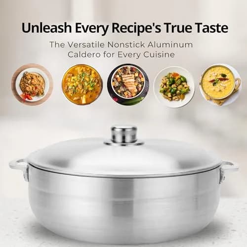 Alpine Cuisine 3.5-Quart Nonstick Aluminum Caldero Pot with Lid | Easy Clean & Durable Cookware thumbnail 6