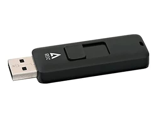 V7 2GB USB 2.0 Flash Drive with Retractable Connector, Black | High-Speed Data Transfer thumbnail 1