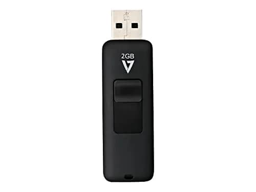 V7 2GB USB 2.0 Flash Drive with Retractable Connector, Black | High-Speed Data Transfer thumbnail 2