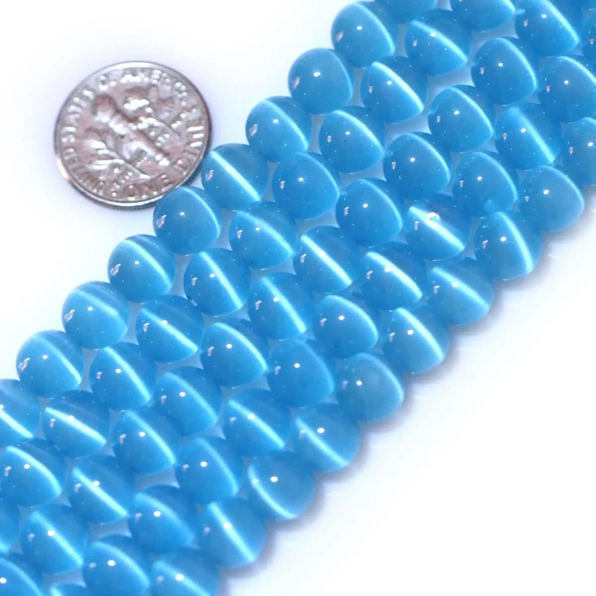 HAAMIIQII Royal Blue Cat Eye Beads 10mm | Luminous Gemstone for Jewelry & Crafts — Sky Blue / 6mm (60pcs)