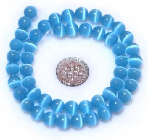 HAAMIIQII Blue Cat Eye Beads 6mm | Luminous Gemstone Jewelry Beads for DIY Crafts thumbnail 4