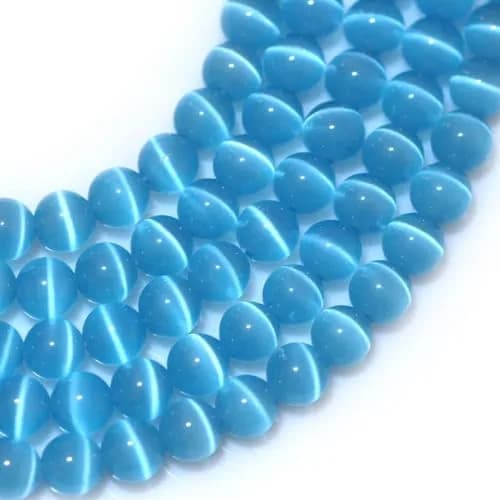 HAAMIIQII Blue Cat Eye Beads 6mm | Luminous Gemstone Jewelry Beads for DIY Crafts thumbnail 2