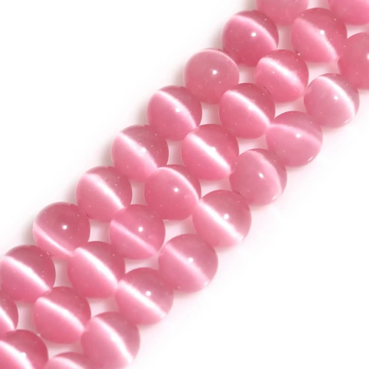 HAAMIIQII Pink Cat Eye Beads 6mm | Luminous Gemstone Jewelry Beads for DIY Crafts
