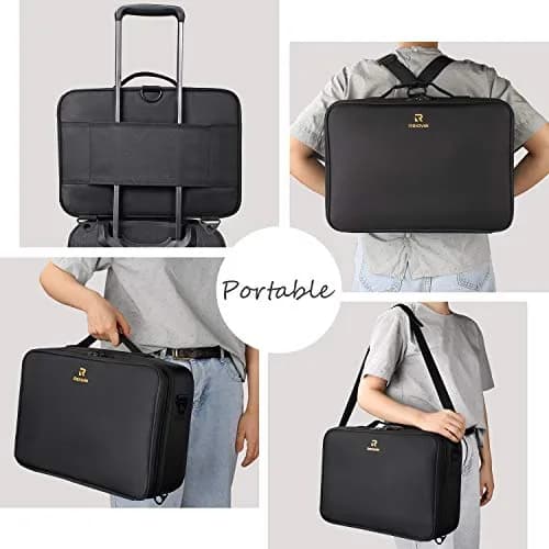 Relavel Makeup Case Large Makeup Bag Professional Train Case 16.5 inches | Waterproof, 3 Layer Capacity with Adjustable Strap thumbnail 6