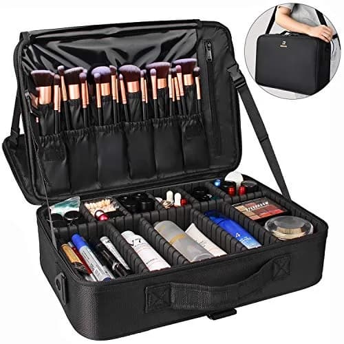 Relavel Makeup Case Large Makeup Bag Professional Train Case 16.5 inches | Waterproof, 3 Layer Capacity with Adjustable Strap thumbnail 7