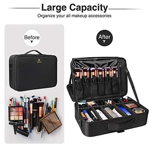 Relavel Makeup Case Large Makeup Bag Professional Train Case 16.5 inches | Waterproof, 3 Layer Capacity with Adjustable Strap thumbnail 3