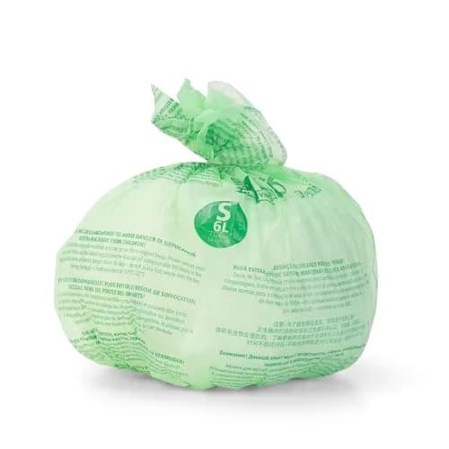 Brabantia Compostable Trash Bags 1.6 gal | Organic Waste Bin Liners, Eco-Friendly, Certified Compostable, Green thumbnail 2