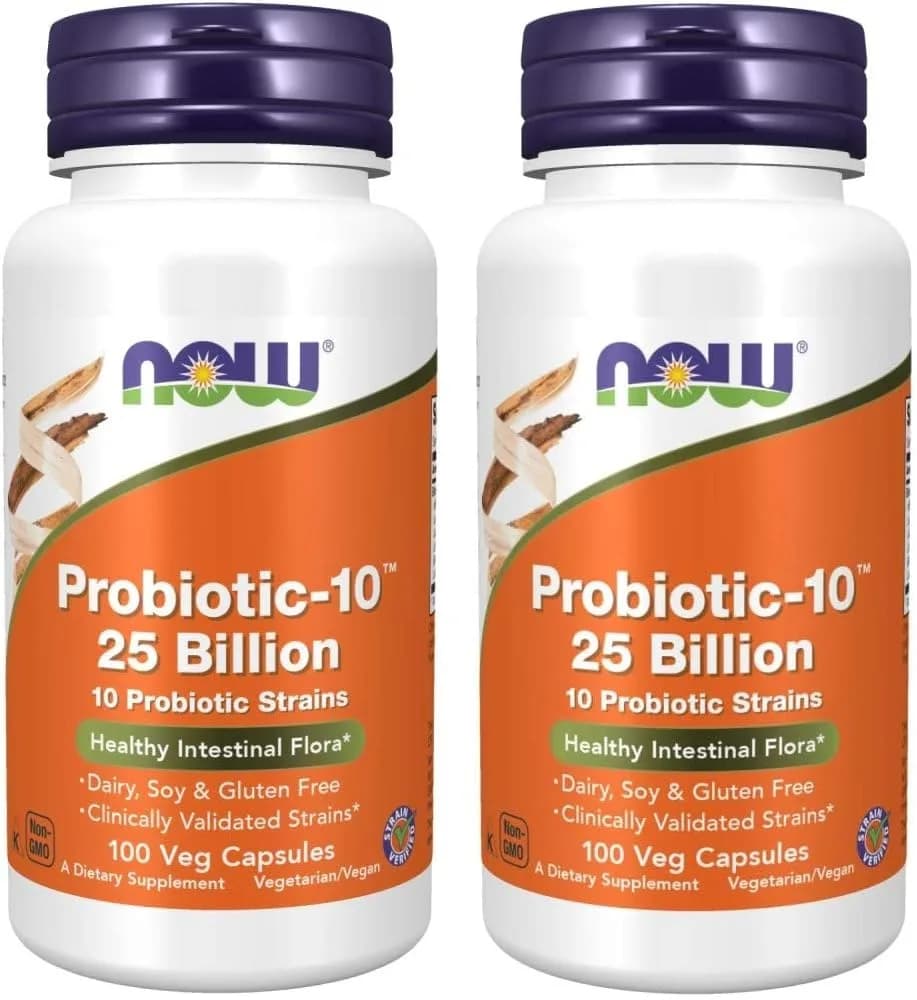 Now Foods Probiotic-10 25 Billion | Unisex Digestive Support Capsule Pack of 2 — No Color