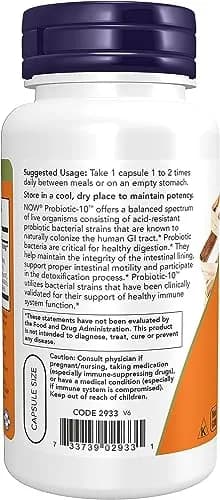 Now Foods Probiotic-10 25 Billion | Unisex Digestive Support Capsule Pack of 2 thumbnail 3