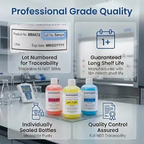 Biopharm pH Calibration Buffer 3-Pack 500 mL | NIST Calibrated, Traceable, Easy Identification thumbnail 7