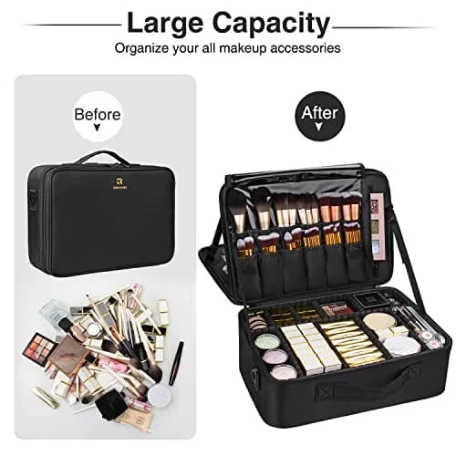 MONSTINA Large Makeup Case 40.2cm x 28.5cm x 14cm | 3 Layers Waterproof Organizer for Hair & Cosmetics thumbnail 6