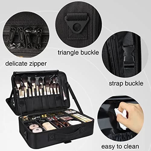 MONSTINA Large Makeup Case 40.2cm x 28.5cm x 14cm | 3 Layers Waterproof Organizer for Hair & Cosmetics thumbnail 7