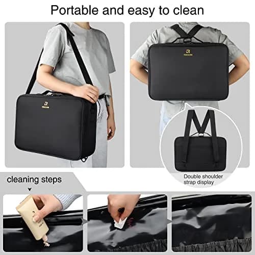 MONSTINA Large Makeup Case 40.2cm x 28.5cm x 14cm | 3 Layers Waterproof Organizer for Hair & Cosmetics thumbnail 8