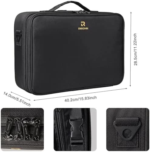 MONSTINA Large Makeup Case 40.2cm x 28.5cm x 14cm | 3 Layers Waterproof Organizer for Hair & Cosmetics thumbnail 2