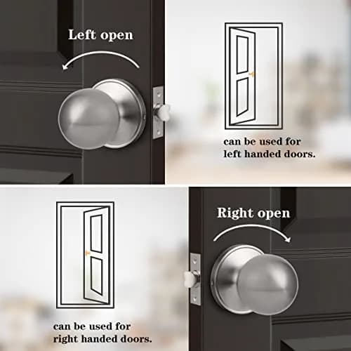 Probrico Passage Door Knobs Brushed Nickel 3 Pack | Interior Hall/Closet Handles, Easy Install, ANSI Grade 3 (70-120c) thumbnail 7