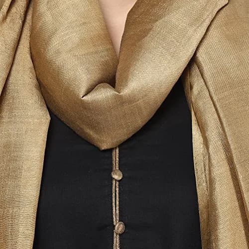 DUPATTA BAZAAR Gold Cotton Silk Dupatta 240 cm (2.62 yd) | Traditional Elegance with Fringed Border thumbnail 5