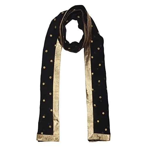 DUPATTA BAZAAR Black Embroidered Chiffon Dupatta 235cm x 92cm | Soft & Flowy Traditional Wrap thumbnail 4