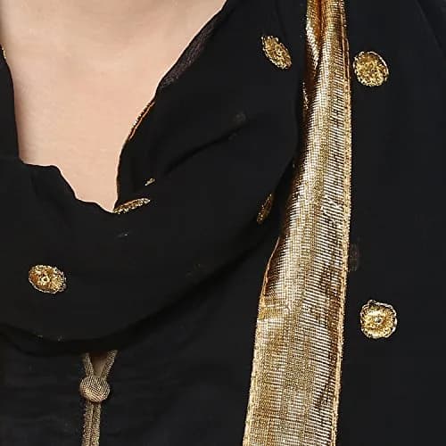 DUPATTA BAZAAR Black Embroidered Chiffon Dupatta 235cm x 92cm | Soft & Flowy Traditional Wrap thumbnail 5