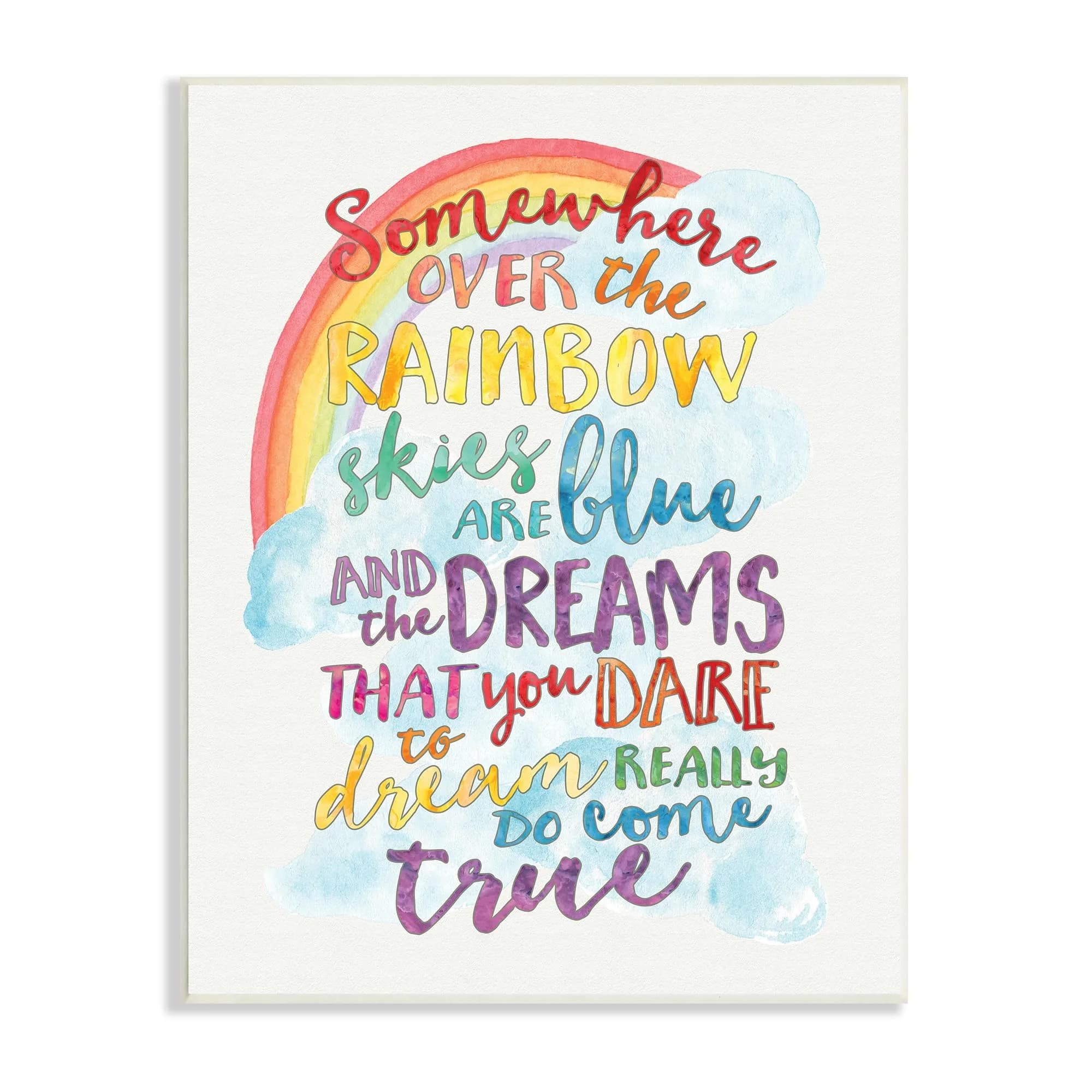 Stupell Industries Rainbow Lyrics and Cloud Wall Plaque 10 x 15 Inch | Cheerful Nursery & Kids Room Decor