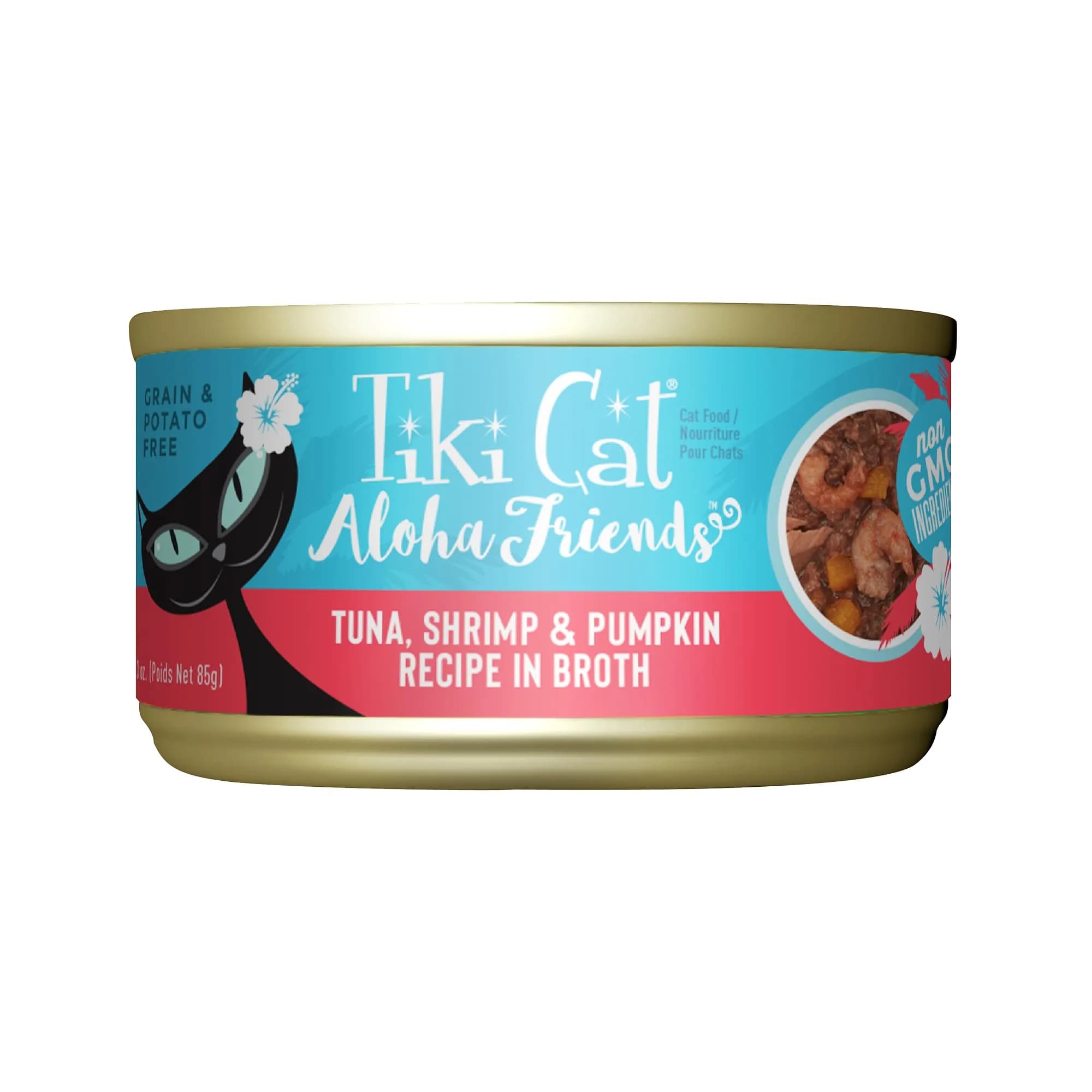 TIKI PETS Tiki Cat Aloha Friends Wet Cat Food, Tuna, Shrimp & Pumpkin, 3oz Can | Grain-Free, High Moisture, Protein-Rich