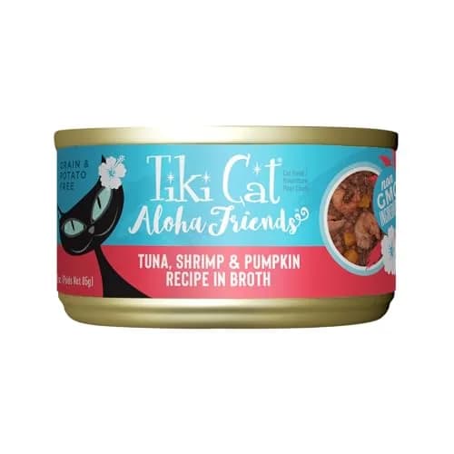TIKI PETS Tiki Cat Aloha Friends Wet Cat Food, Tuna, Shrimp & Pumpkin, 3oz Can | Grain-Free, High Moisture, Protein-Rich thumbnail 1