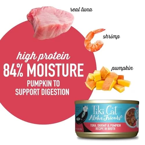 TIKI PETS Tiki Cat Aloha Friends Wet Cat Food, Tuna, Shrimp & Pumpkin, 3oz Can | Grain-Free, High Moisture, Protein-Rich thumbnail 4