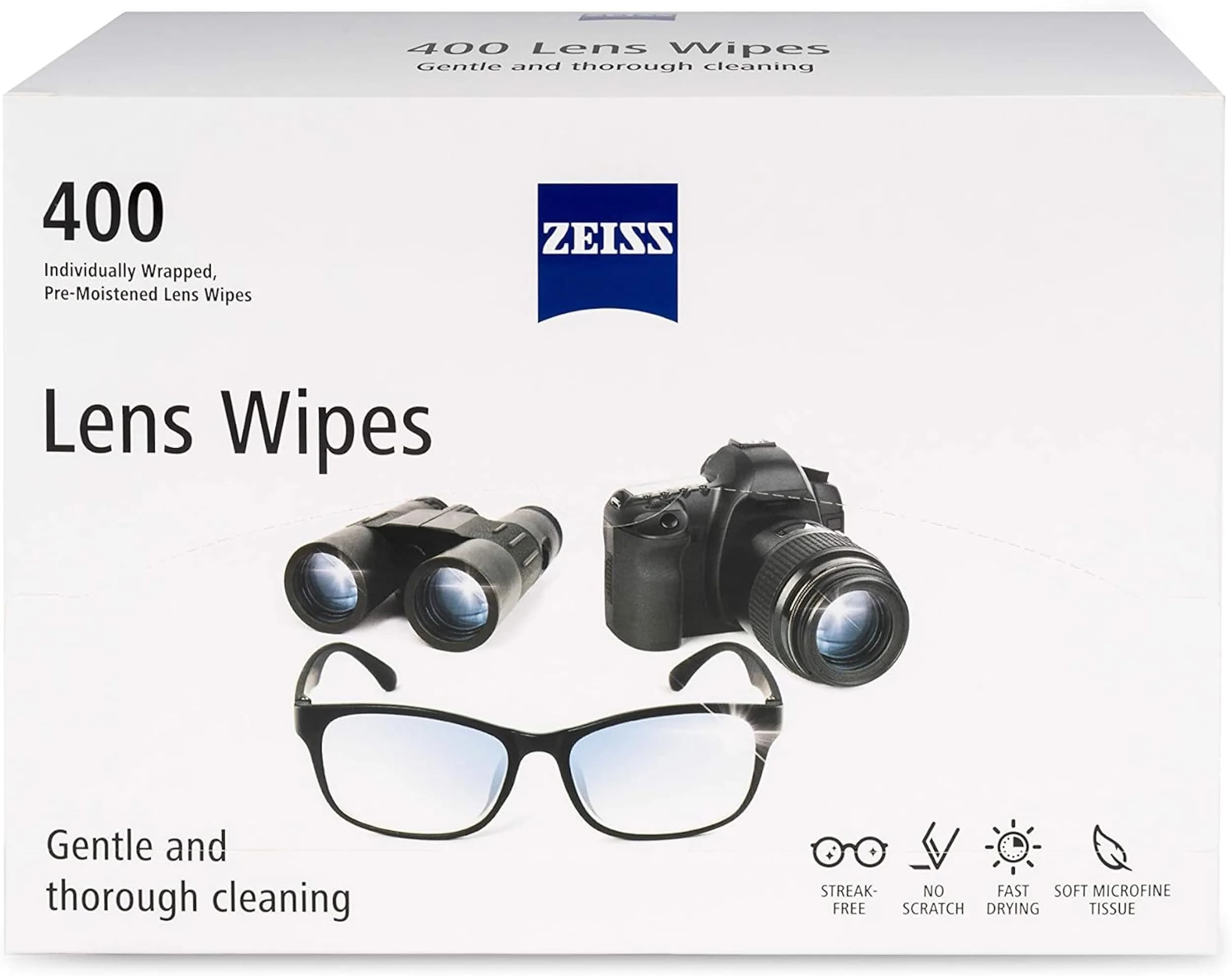 ZEISS Pre-Moistened Lens Wipes for Eyeglasses, 400 Count | Streak-Free Clarity for Optics - main product image