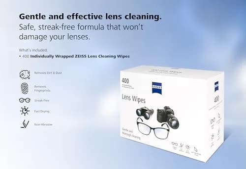 ZEISS Pre-Moistened Lens Wipes 400 Count | Streak-Free Clarity for All Optics thumbnail 8