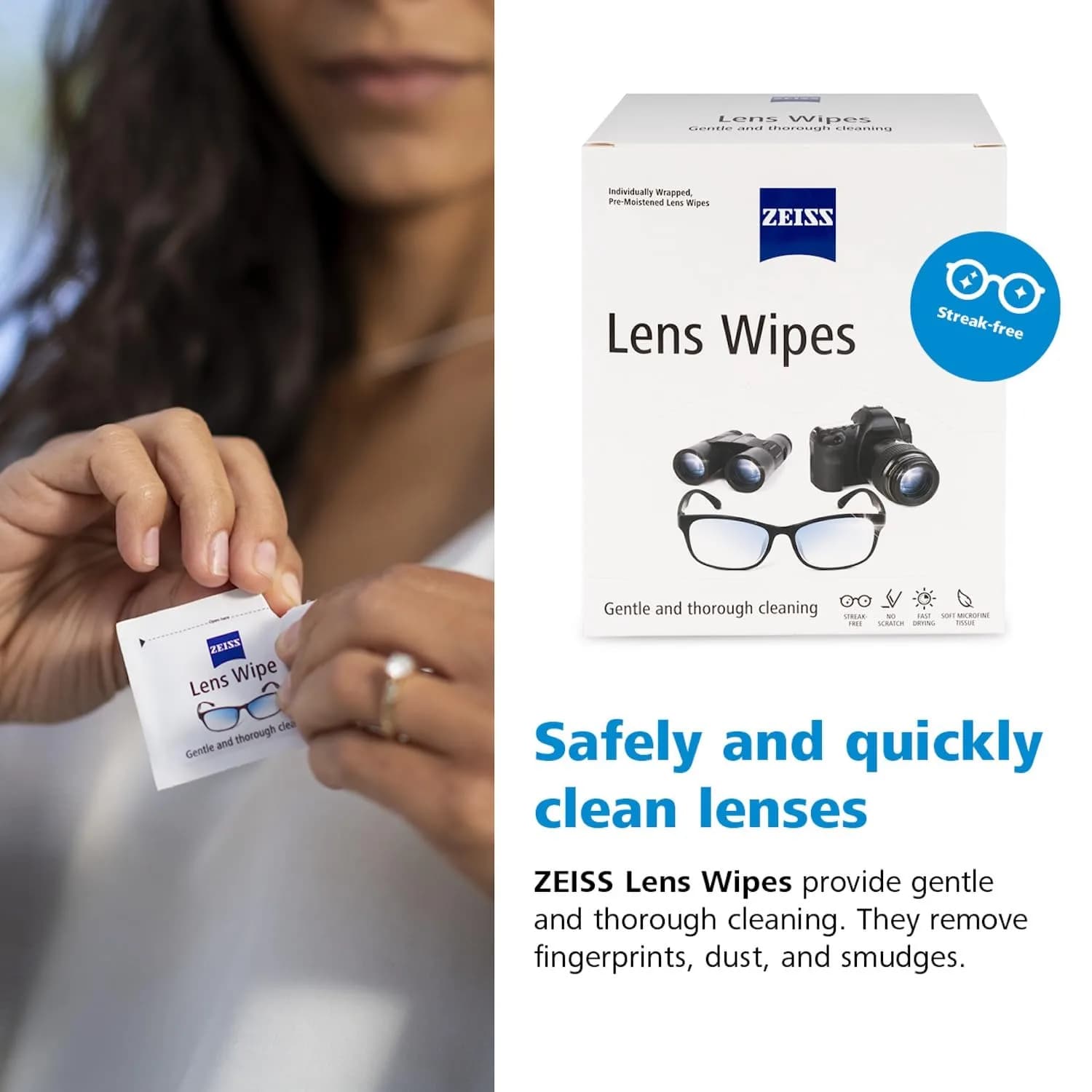 ZEISS Pre-Moistened Lens Wipes for Eyeglasses, 400 Count | Streak-Free Clarity for Optics - view 5