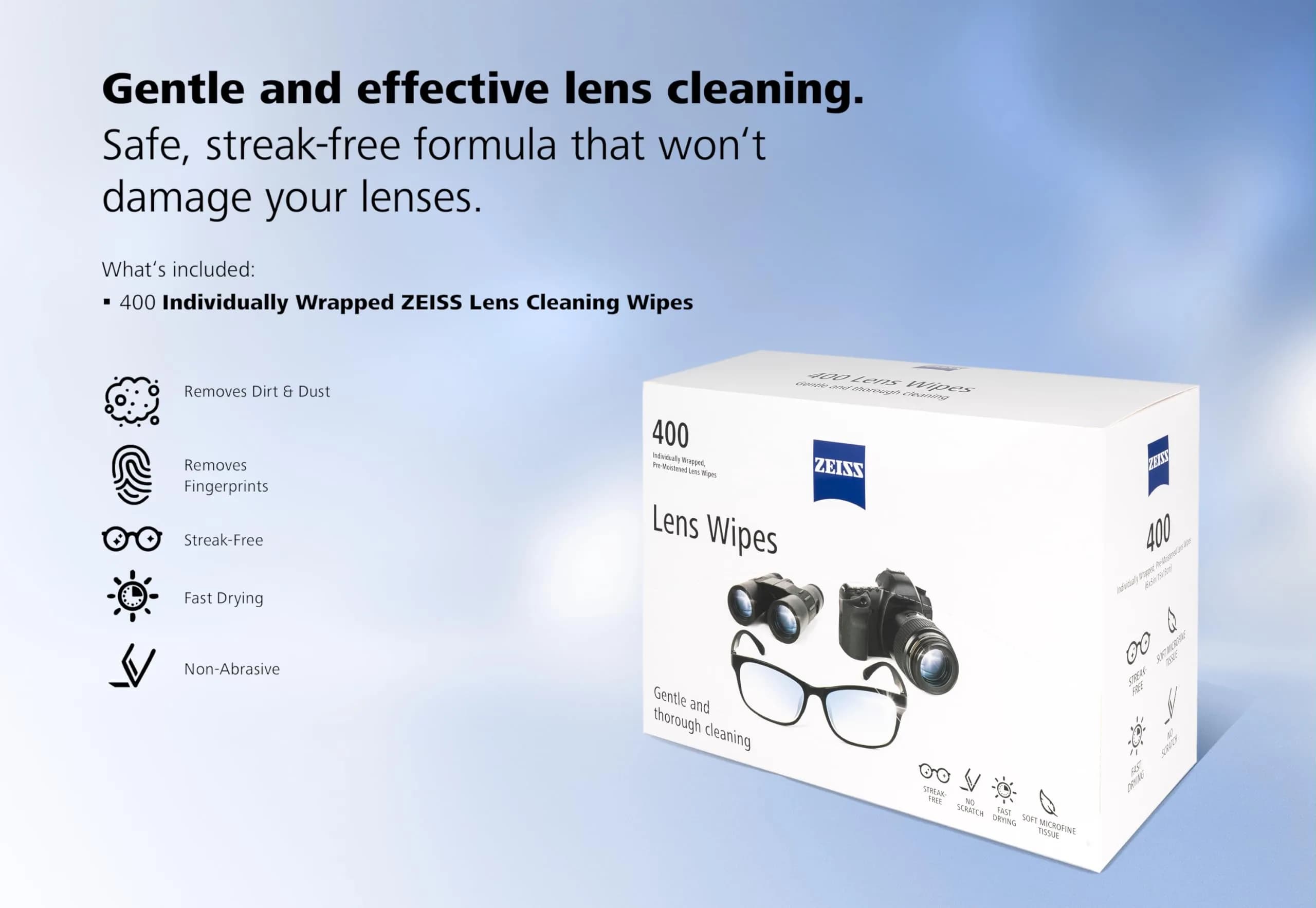 ZEISS Pre-Moistened Lens Wipes for Eyeglasses, 400 Count | Streak-Free Clarity for Optics - view 8