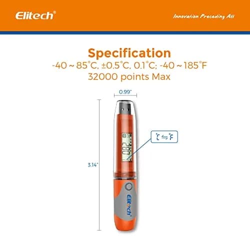 Elitech RC-51 Digital Temperature Data Logger USB Reusable 32000 Points | Waterproof & Compact thumbnail 5