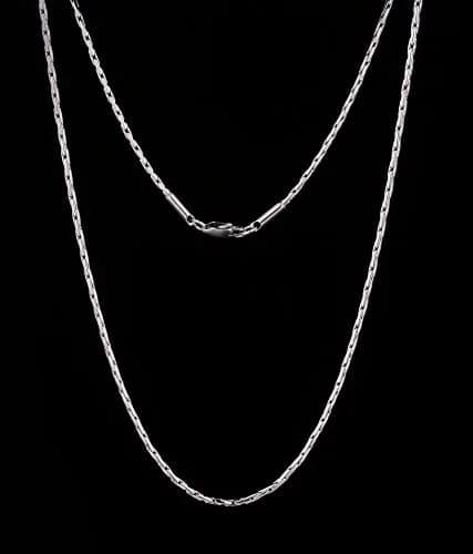 TRUSUPER 2mm Stainless Steel Chain Necklace for Men & Women, 40.64cm (16 inches) | Polished Boston Link Chain with Lobster Clasp thumbnail 2