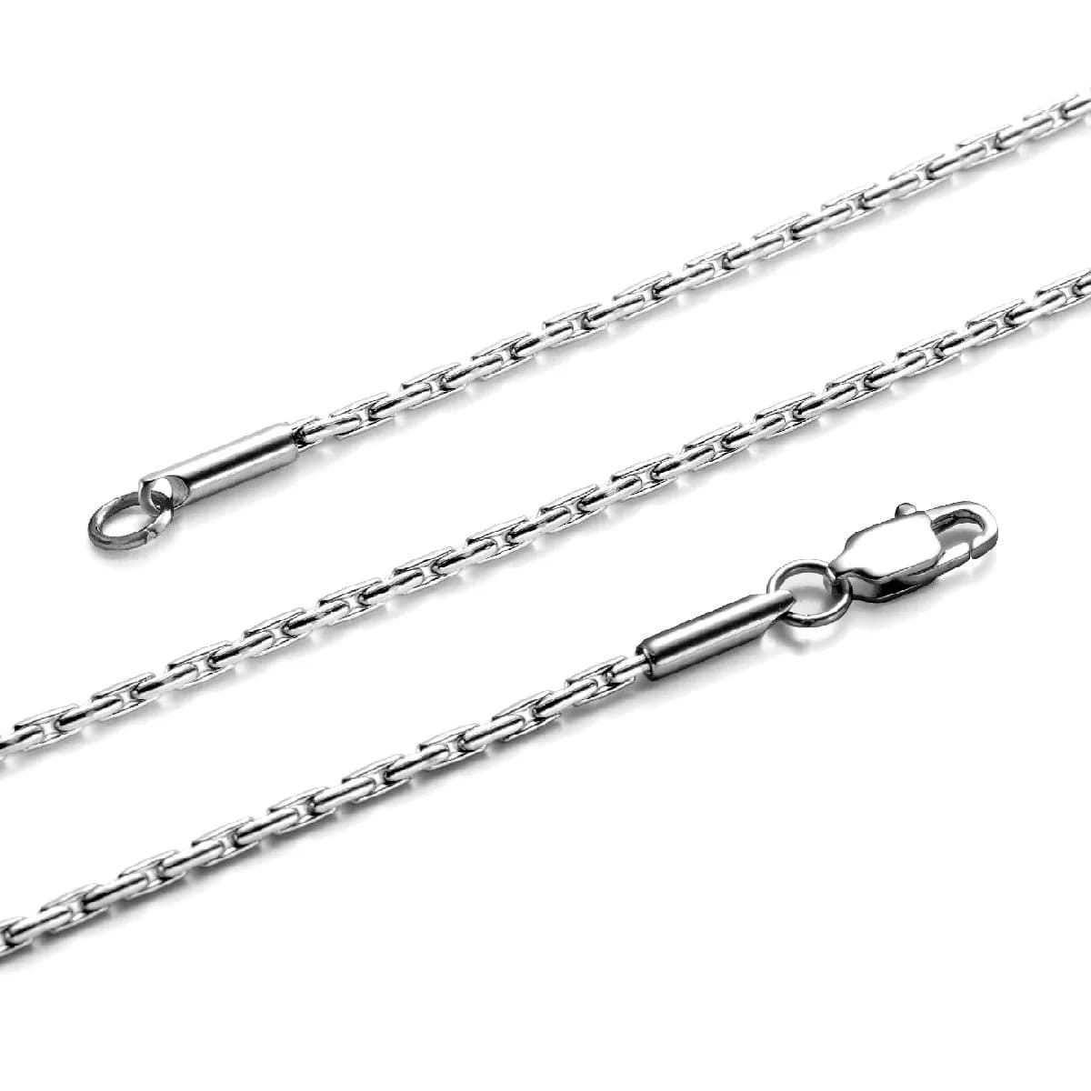 TRUSUPER Silver Color Style Titanium Stainless Steel Chain Necklace 18 inches (45.72 cm) | Unisex Italian Boston Link