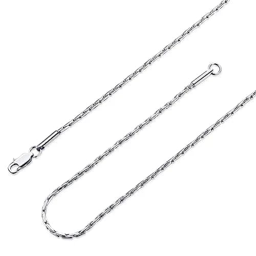 TRUSUPER Silver Color Style Titanium Stainless Steel Chain Necklace 18 inches (45.72 cm) | Unisex Italian Boston Link thumbnail 2