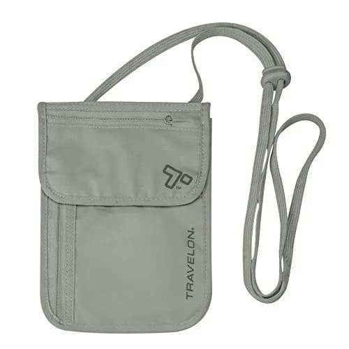Travelon RFID Blocking Undergarment Neck Pouch Wallet Gray | Secure Travel Essential thumbnail 1