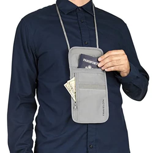 Travelon RFID Blocking Undergarment Neck Pouch Wallet Gray | Secure Travel Essential thumbnail 4