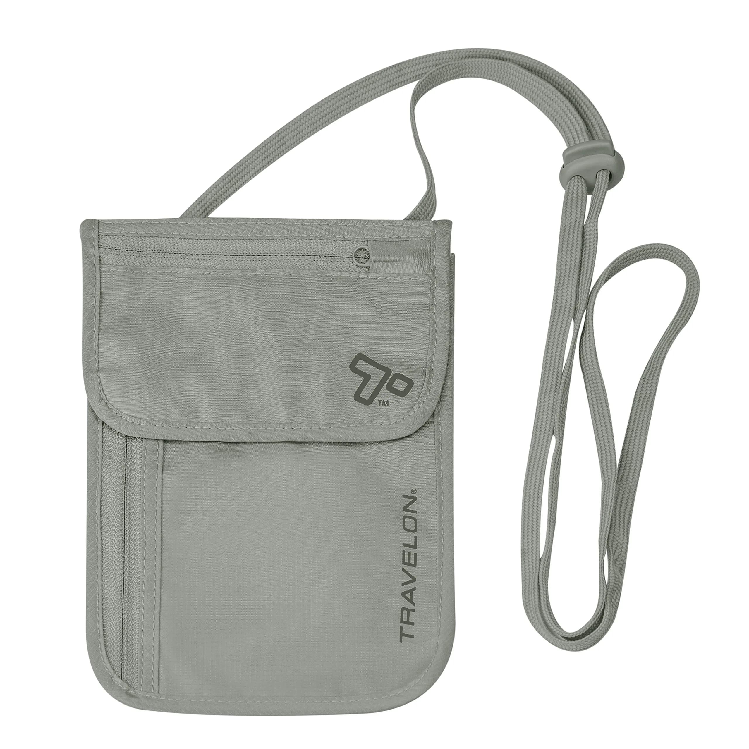 Travelon RFID Blocking Undergarment Neck Pouch Wallet Gray | Secure Travel Essential