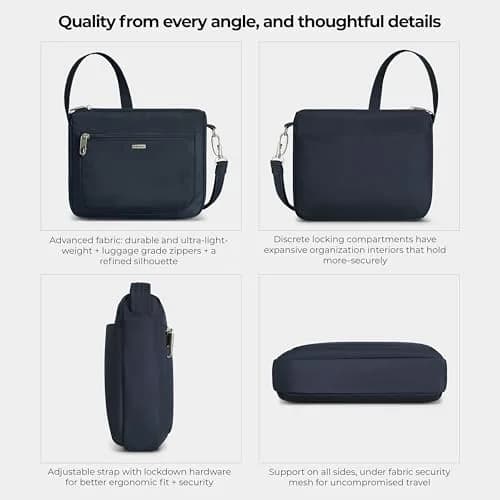 Travelon Anti-Theft Classic Small East/West Crossbody | RFID & Slash-Resistant Security thumbnail 5