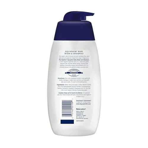 Aquaphor Baby Wash and Shampoo 500ml (16.9 fl. oz.) | Tear-Free Gentle Cleanser for Sensitive Skin thumbnail 9