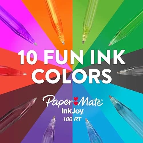 Paper Mate InkJoy 100RT Ballpoint Pens, Retractable, Medium Point (1.0mm), Blue Ink, 12 Count | Smooth Ink & Reliable Lines thumbnail 5