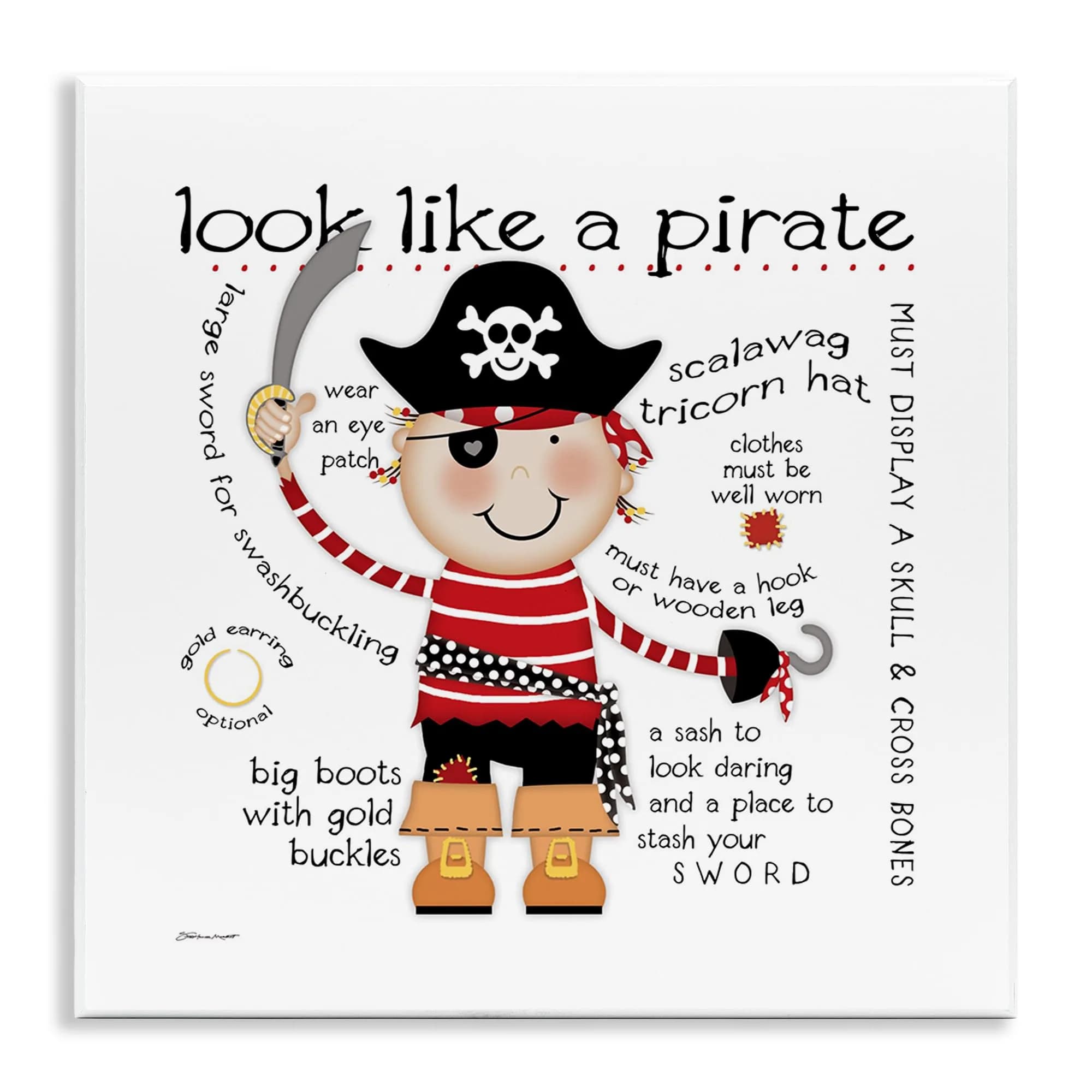 Stupell Industries Pirate Fantasy Ocean Adventure Wall Plaque 12 x 12 Inches | Imaginative Kids Room Decor